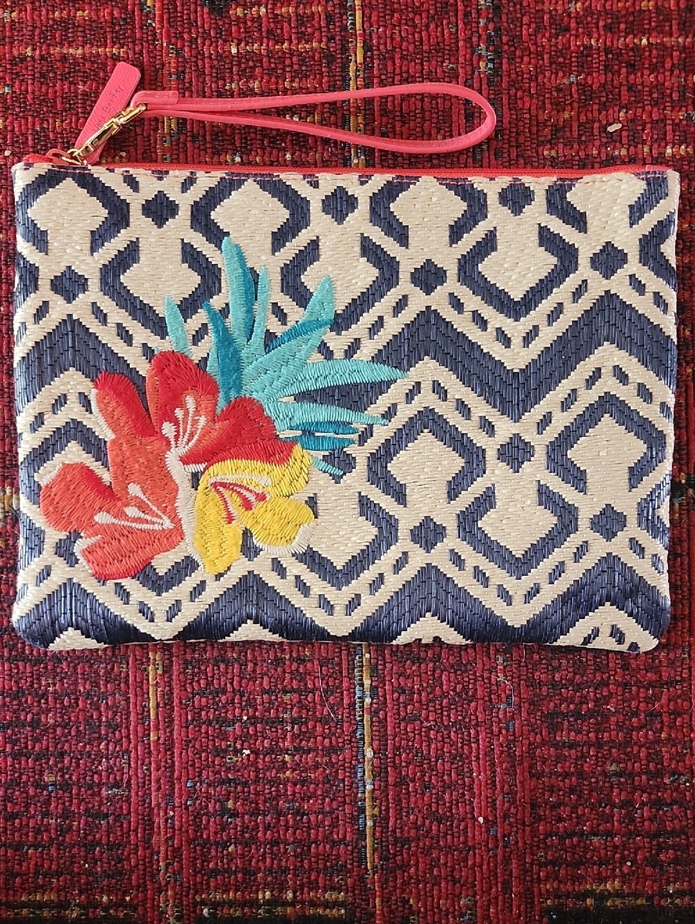 Vera Bradley Woven Floral Navy & Cream Wristlet Wristlet